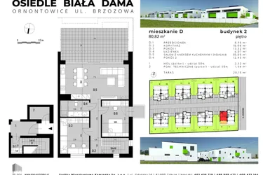 Rzut - Mieszkanie na sprzedaż 3 pokoje o powierzchni 77,21 m² - numer D.2 w Osiedle "Biała Dama"