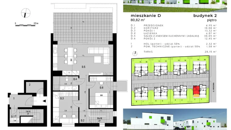Rzut - Mieszkanie na sprzedaż 3 pokoje o powierzchni 77,21 m² - numer D.2 w Osiedle "Biała Dama"