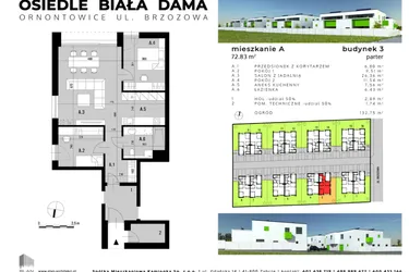 Rzut - Mieszkanie na sprzedaż 3 pokoje o powierzchni 66,68 m² - numer A.3 w Osiedle "Biała Dama"