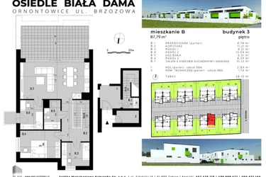Rzut - Mieszkanie na sprzedaż 4 pokoje o powierzchni 84,46 m² - numer B.3 w Osiedle "Biała Dama"