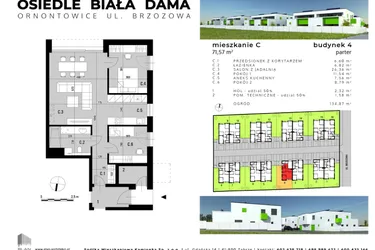 Rzut - Mieszkanie na sprzedaż 3 pokoje o powierzchni 66,73 m² - numer C.4 w Osiedle "Biała Dama"