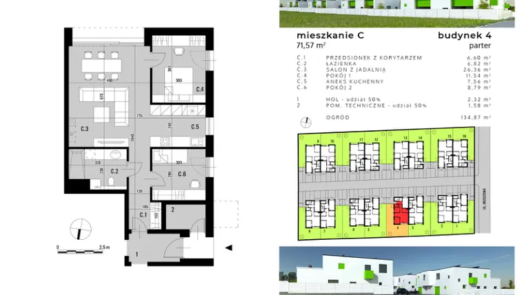 Rzut - Mieszkanie na sprzedaż 3 pokoje o powierzchni 66,73 m² - numer C.4 w Osiedle "Biała Dama"