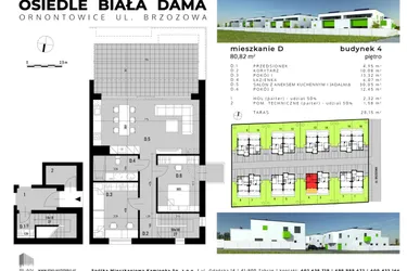 Rzut - Mieszkanie na sprzedaż 3 pokoje o powierzchni 76,94 m² - numer D.4 w Osiedle "Biała Dama"