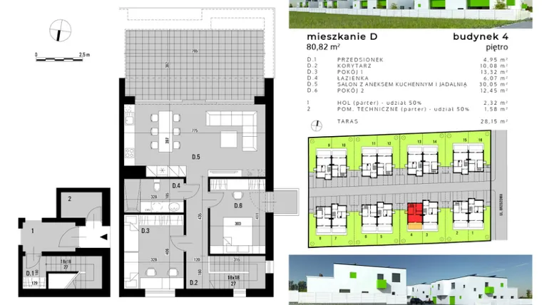 Rzut - Mieszkanie na sprzedaż 3 pokoje o powierzchni 76,94 m² - numer D.4 w Osiedle "Biała Dama"