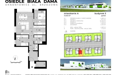 Rzut - Mieszkanie na sprzedaż 3 pokoje o powierzchni 68,05 m² - numer A.5 w Osiedle "Biała Dama"