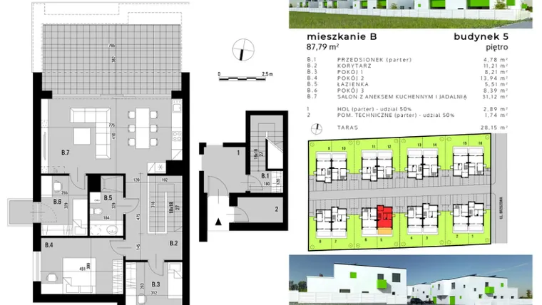 Rzut - Mieszkanie na sprzedaż 4 pokoje o powierzchni 84,07 m² - numer B.5 w Osiedle "Biała Dama"