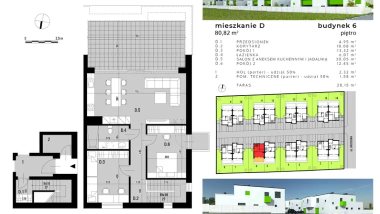 Rzut - Mieszkanie na sprzedaż 3 pokoje o powierzchni 77,33 m² - numer D.6 w Osiedle "Biała Dama"