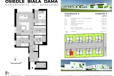 Rzut - Mieszkanie na sprzedaż 3 pokoje o powierzchni 67,83 m² - numer A.7 w Osiedle "Biała Dama"