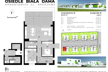 Rzut - Mieszkanie na sprzedaż 3 pokoje o powierzchni 77,49 m² - numer D.8 w Osiedle "Biała Dama"