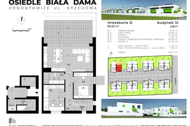 Rzut - Mieszkanie na sprzedaż 3 pokoje o powierzchni 77,33 m² - numer D.10 w Osiedle "Biała Dama"