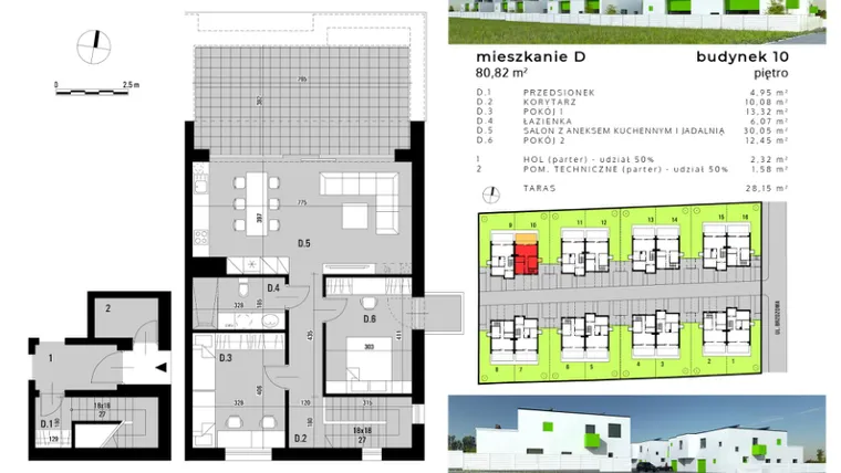 Rzut - Mieszkanie na sprzedaż 3 pokoje o powierzchni 77,33 m² - numer D.10 w Osiedle "Biała Dama"