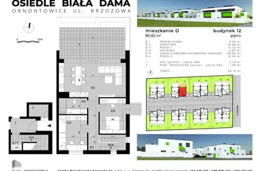 Rzut - Mieszkanie na sprzedaż 3 pokoje o powierzchni 77,21 m² - numer D.12 w Osiedle "Biała Dama"
