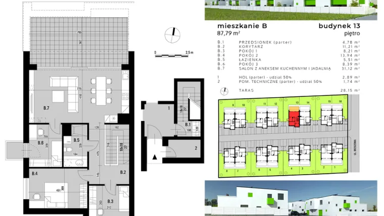 Rzut - Mieszkanie na sprzedaż 4 pokoje o powierzchni 83,55 m² - numer B.13 w Osiedle "Biała Dama"