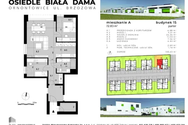 Rzut - Mieszkanie na sprzedaż 3 pokoje o powierzchni 67,58 m² - numer A.15 w Osiedle "Biała Dama"