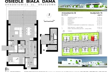 Rzut - Mieszkanie na sprzedaż 4 pokoje o powierzchni 83,18 m² - numer B.15 w Osiedle "Biała Dama"
