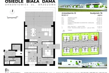 Rzut - Mieszkanie na sprzedaż 3 pokoje o powierzchni 77,25 m² - numer D.16 w Osiedle "Biała Dama"
