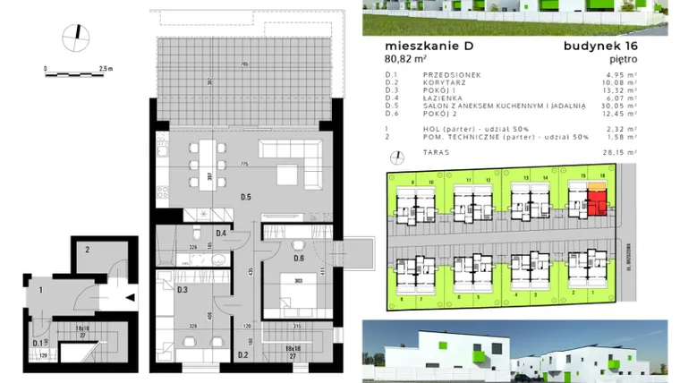 Rzut - Mieszkanie na sprzedaż 3 pokoje o powierzchni 77,25 m² - numer D.16 w Osiedle "Biała Dama"