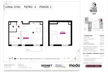 Rzut - Mieszkanie na sprzedaż 3 pokoje o powierzchni 78,64 m² - numer D163 w Osiedle Witaj etap II