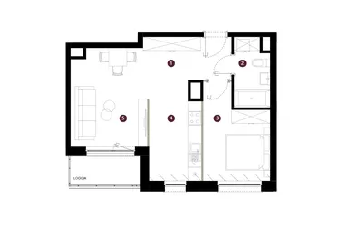 Rzut - Mieszkanie na sprzedaż 2 pokoje o powierzchni 46,95 m² - numer L214 w Osiedle Witaj etap II