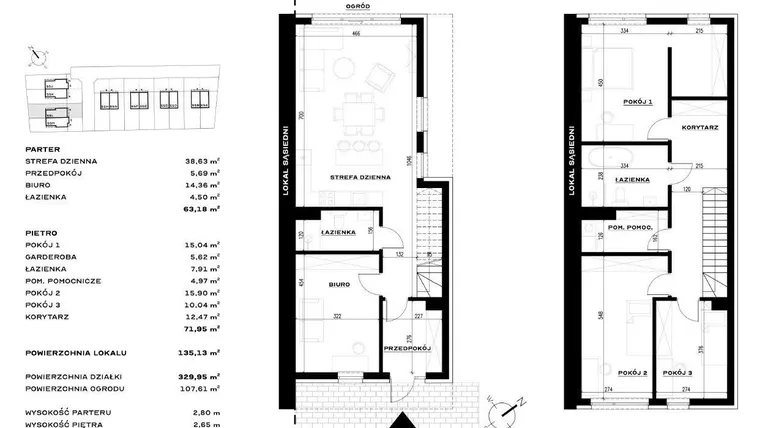 Rzut - Dom na sprzedaż 4 pokoje o powierzchni 135,13 m² - numer 55L w Widawa
