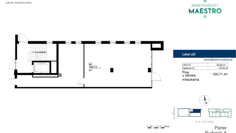 Rzut - Lokal użytkowy na sprzedaż 1 pokój o powierzchni 100,71 m² - numer A.L2 w Apartamenty Maestro