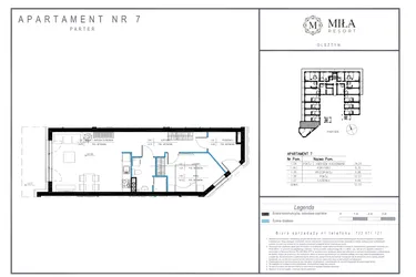 Rzut - Mieszkanie na sprzedaż 2 pokoje o powierzchni 52,55 m² - numer 7 w Miła Resort