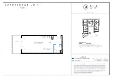 Rzut - Mieszkanie na sprzedaż 1 pokój o powierzchni 44,13 m² - numer 31 w Miła Resort
