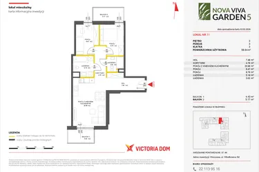 Rzut - Mieszkanie na sprzedaż 3 pokoje o powierzchni 59,15 m² - numer 51 w Nova Viva Garden 5
