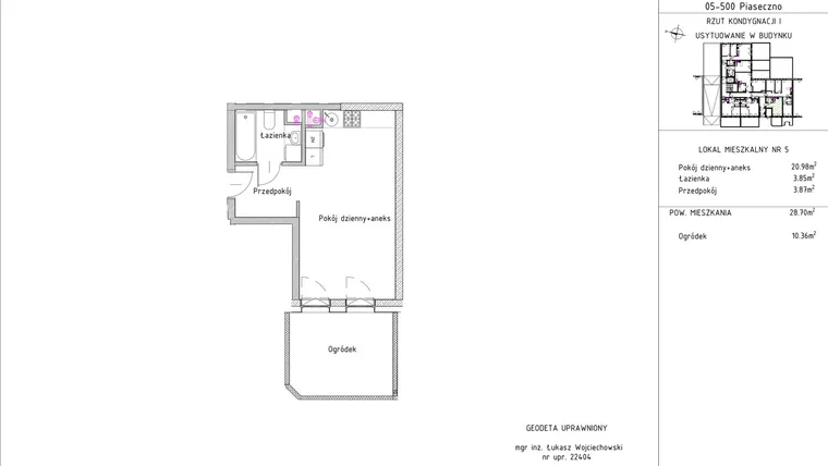 Rzut - Mieszkanie na sprzedaż 1 pokój o powierzchni 28,7 m² - numer B2 – M0.5 w Primacasa