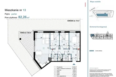 Rzut - Mieszkanie na sprzedaż 4 pokoje o powierzchni 82,26 m² - numer 13 w Medyków 32