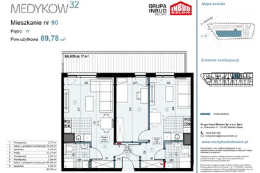 Rzut - Mieszkanie na sprzedaż 3 pokoje o powierzchni 69,78 m² - numer 90 w Medyków 32