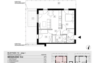 Rzut - Mieszkanie na sprzedaż 3 pokoje o powierzchni 54,15 m² - numer 10.2 w ATAL Jasieny
