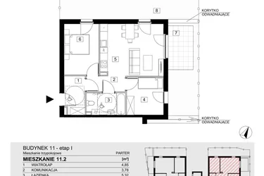 Rzut - Mieszkanie na sprzedaż 3 pokoje o powierzchni 54,09 m² - numer 11.2 w ATAL Jasieny