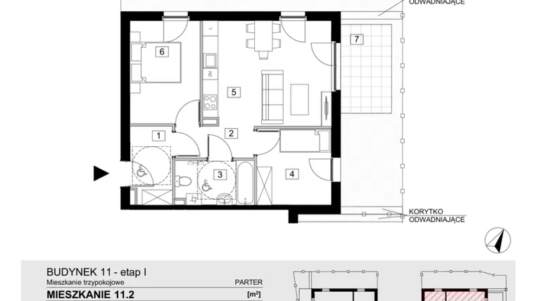 Rzut - Mieszkanie na sprzedaż 3 pokoje o powierzchni 54,09 m² - numer 11.2 w ATAL Jasieny