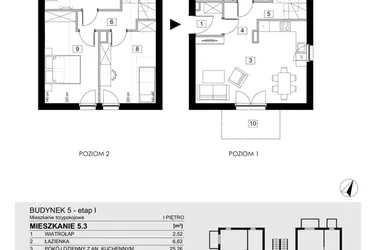 Rzut - Mieszkanie na sprzedaż 3 pokoje o powierzchni 74,27 m² - numer 5.3 w ATAL Jasieny