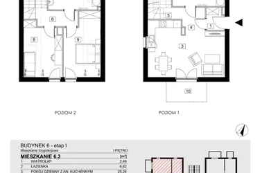Rzut - Mieszkanie na sprzedaż 3 pokoje o powierzchni 74,3 m² - numer 6.3 w ATAL Jasieny