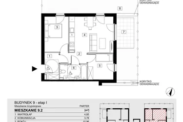 Rzut - Mieszkanie na sprzedaż 3 pokoje o powierzchni 54,09 m² - numer 9.2 w ATAL Jasieny