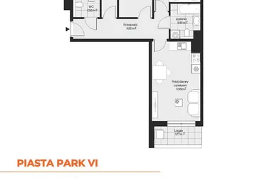 Rzut - Mieszkanie na sprzedaż 4 pokoje o powierzchni 71,59 m² - numer G1-47 w Piasta Park VI