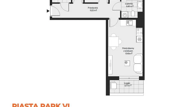 Rzut - Mieszkanie na sprzedaż 4 pokoje o powierzchni 71,59 m² - numer G1-47 w Piasta Park VI