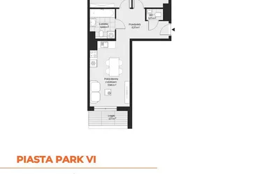 Rzut - Mieszkanie na sprzedaż 3 pokoje o powierzchni 56,19 m² - numer G1-100 w Piasta Park VI