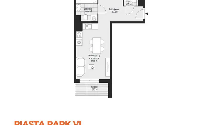 Rzut - Mieszkanie na sprzedaż 3 pokoje o powierzchni 56,19 m² - numer G1-100 w Piasta Park VI