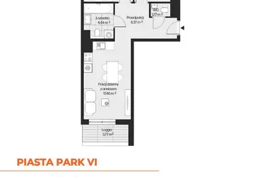 Rzut - Mieszkanie na sprzedaż 3 pokoje o powierzchni 56,19 m² - numer G1-106 w Piasta Park VI