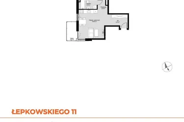 Rzut - Mieszkanie na sprzedaż 2 pokoje o powierzchni 45,73 m² - numer M14 w Łepkowskiego 11