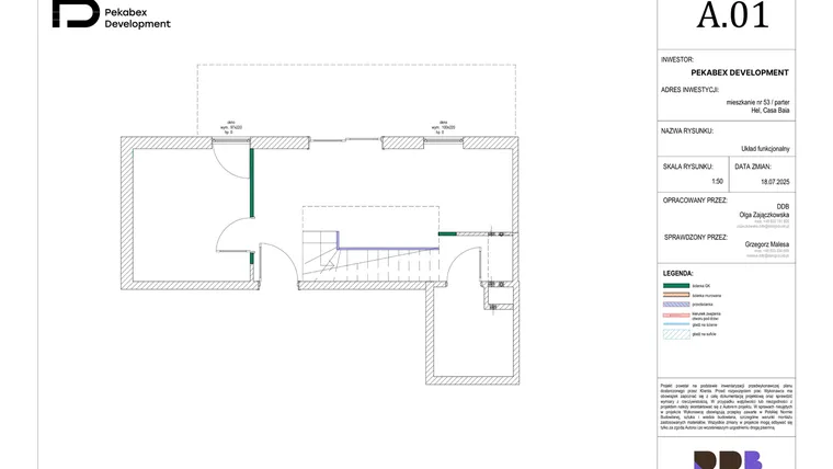 Rzut - Mieszkanie na sprzedaż 1 pokój o powierzchni 57,6 m² - numer M53 w Apartamenty Casa Baia