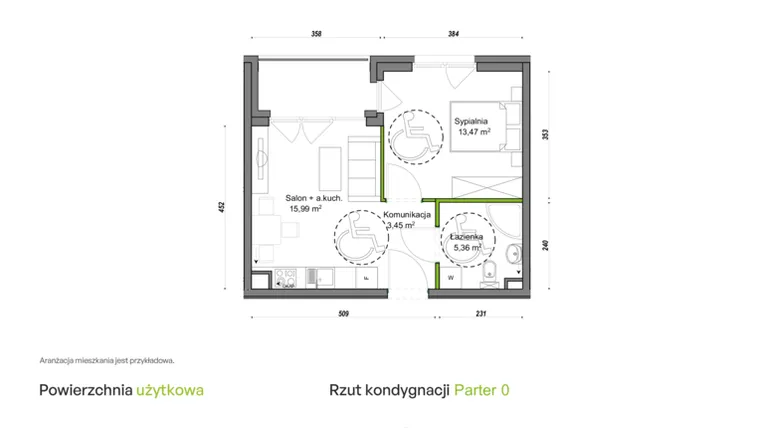 Rzut - Mieszkanie na sprzedaż 2 pokoje o powierzchni 38,11 m² - numer D1/C/03 w Orawska Vita