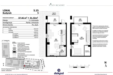 Rzut - Mieszkanie na sprzedaż 2 pokoje o powierzchni 69,28 m² - numer 5.15 w Pino Resort