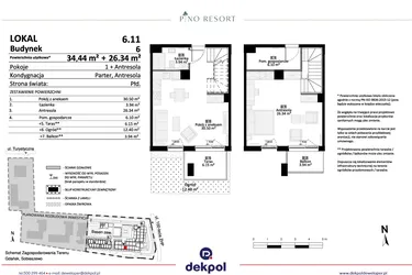 Rzut - Mieszkanie na sprzedaż 2 pokoje o powierzchni 60,78 m² - numer 6.11 w Pino Resort