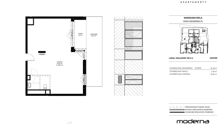Rzut - Lokal użytkowy na sprzedaż 1 pokój o powierzchni 65,2 m² - numer U4 w Chronos
