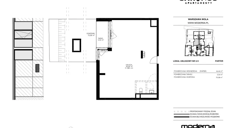 Rzut - Lokal użytkowy na sprzedaż 1 pokój o powierzchni 66,22 m² - numer U5 w Chronos