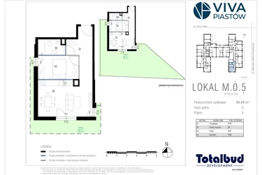 Rzut - Mieszkanie na sprzedaż 2 pokoje o powierzchni 43,04 m² - numer M.0.5 w Viva Piastów